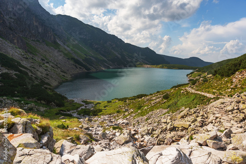 Fototapeta Naklejka Na Ścianę i Meble -  Foggy, summer forest and lakes in the High Tatras Mountains