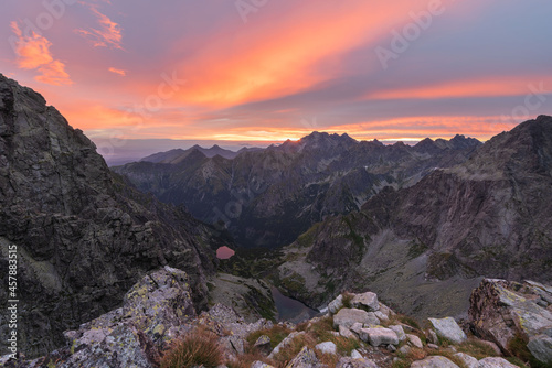 Summer sunsets and sunrises in poland and slovakian high tatras mountains