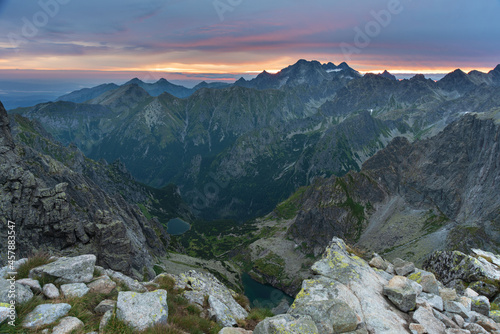 Summer sunsets and sunrises in poland and slovakian high tatras mountains