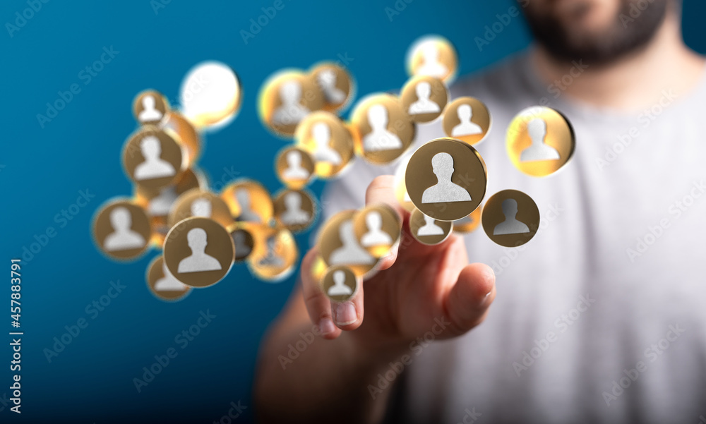 holding 3D rendering group of blue people holding 3D rendering group of blue people