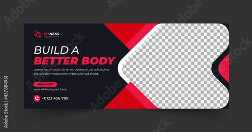 Gym and fitness web ad banner template