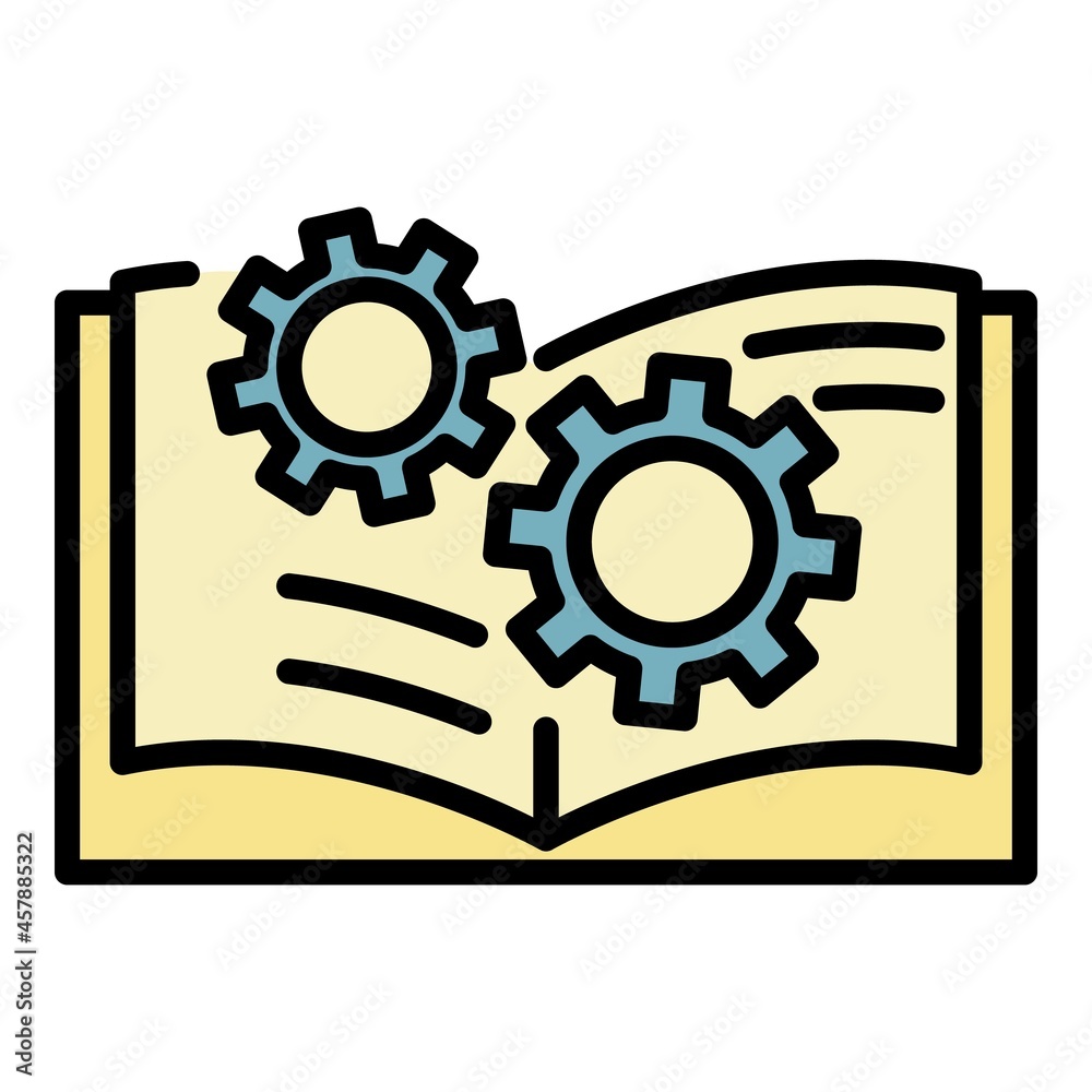 Gear user guide icon. Outline gear user guide vector icon color flat isolated Gear user guide icon. Outline gear user guide vector icon color flat isolated