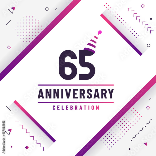 65 years anniversary greetings card  65 anniversary celebration background free colorful vector.