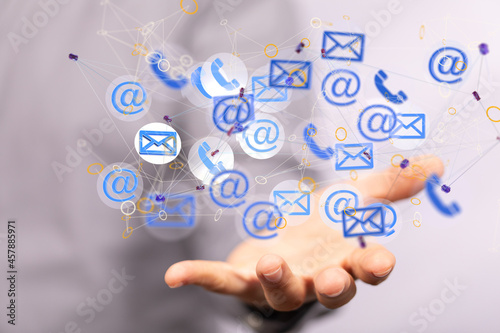 flying email icon and web flying