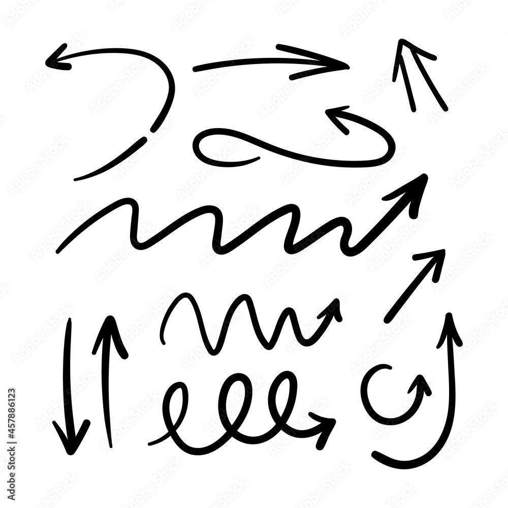 Illustration of doodle sketch arrows. Hand drawn vector Arrow Set. Illustration of doodle sketch arrows. Hand drawn vector Arrow Set.