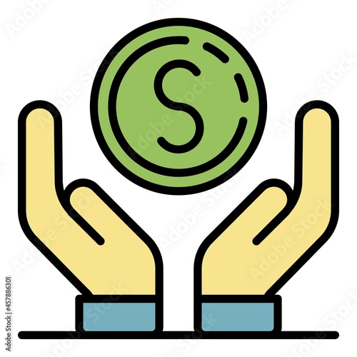 Keep volunteering money icon. Outline keep volunteering money vector icon color flat isolated