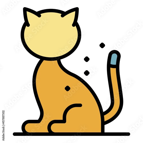 Dirty mite cat icon. Outline dirty mite cat vector icon color flat isolated