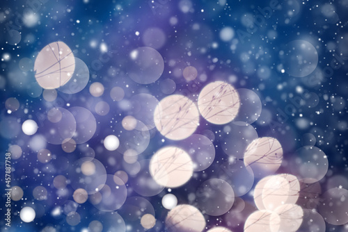 Abstract blue and purple bokeh defocused background.