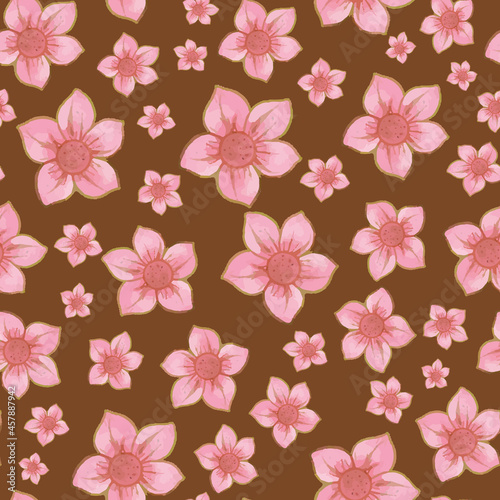 Hand painted blossom vector seamless repeat pattern print background
