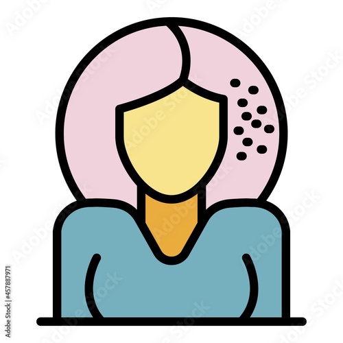 Mite on woman hair icon. Outline mite on woman hair vector icon color flat isolated