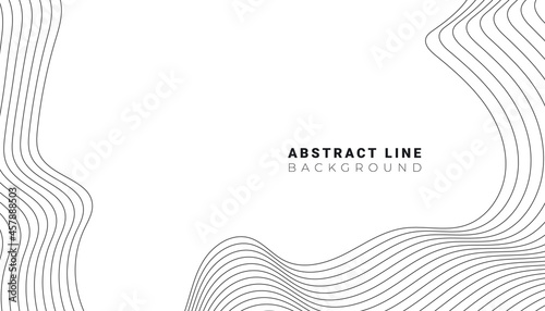 Creative minimal flowing line particles abstract wave background on white background with empty space for text