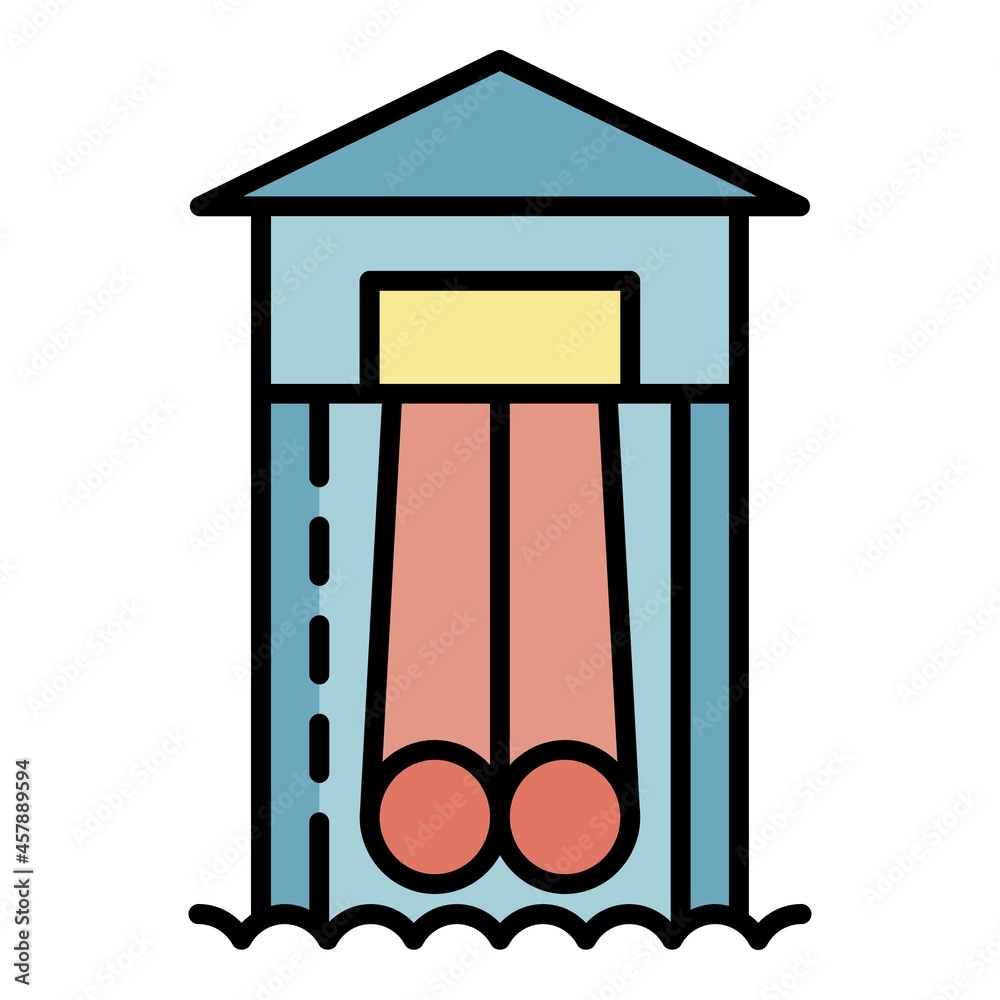 Aquapark double slide icon. Outline aquapark double slide vector icon color flat isolated Aquapark double slide icon. Outline aquapark double slide vector icon color flat isolated