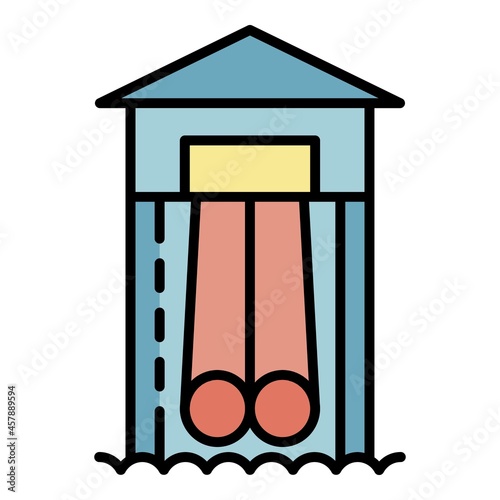 Aquapark double slide icon. Outline aquapark double slide vector icon color flat isolated
