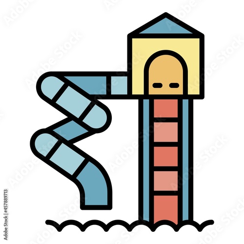 Water spiral slide icon. Outline water spiral slide vector icon color flat isolated