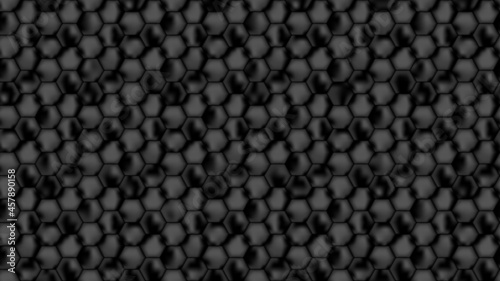 Seamless background from black honeycombs. Background from dark repeating hexagons for banner design. Vector illustration. © Vladimir Kazakov