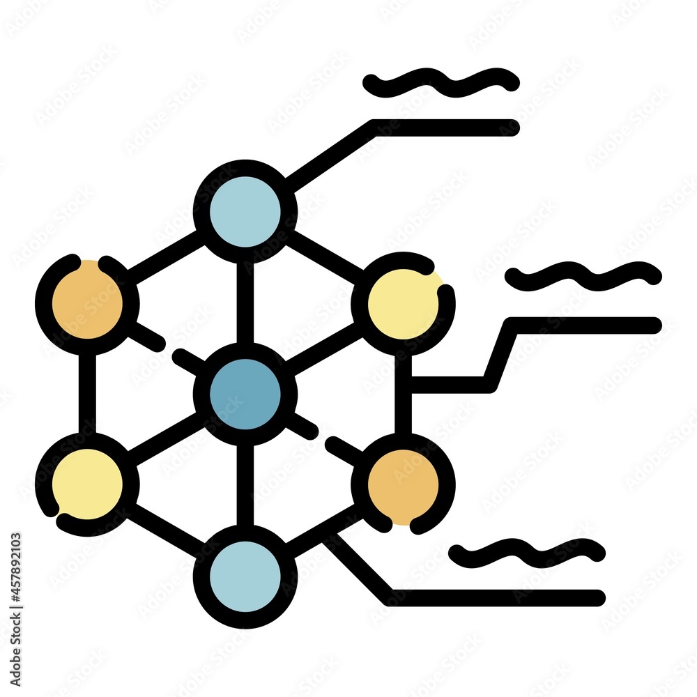 Molecular lattice icon. Outline molecular lattice vector icon color flat isolated