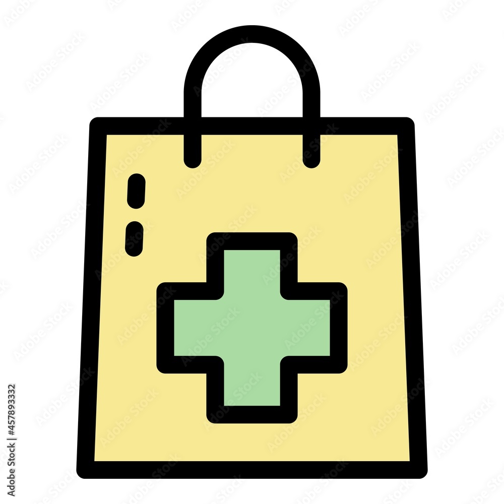 Pharmacy package icon. Outline pharmacy package vector icon color flat isolated Pharmacy package icon. Outline pharmacy package vector icon color flat isolated