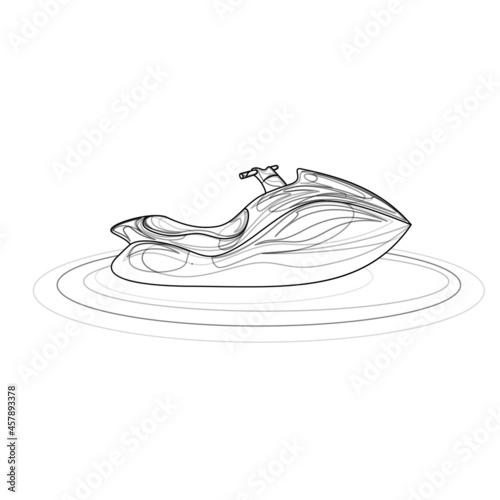 Vector image of a stylized jet ski. Image isolated on white background. Concept. EPS 10