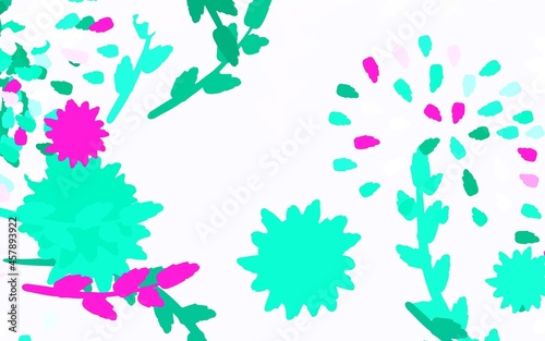 Light Green, Red vector doodle template with flowers