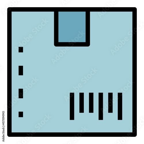 Barcode on the box icon. Outline barcode on the box vector icon color flat isolated