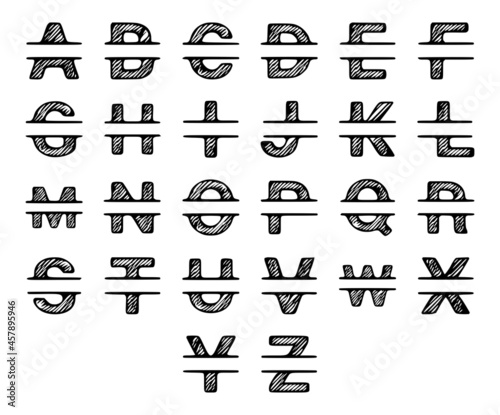 Letters name monogram set. Vector typography scribble design