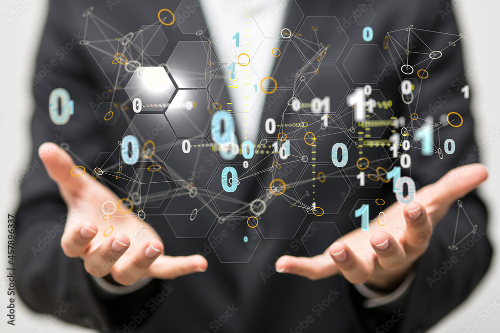 Abstract network of physical devices on the Internet using a network connection with statistics numbers 3d illustration Abstract network of physical devices on the Internet using a network connection with statistics numbers 3d illustration