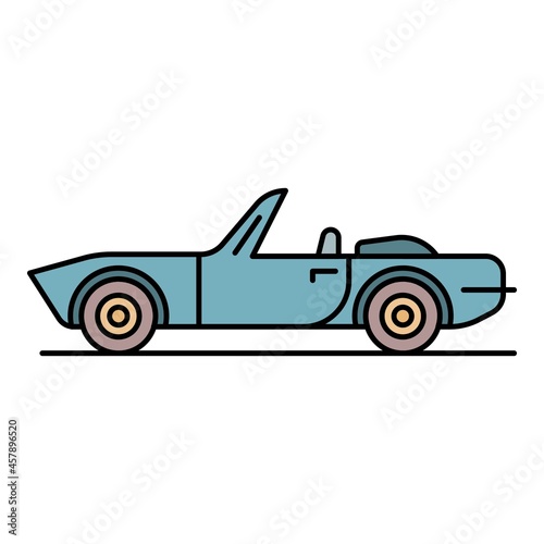 Cabriolet icon. Outline cabriolet vector icon color flat isolated