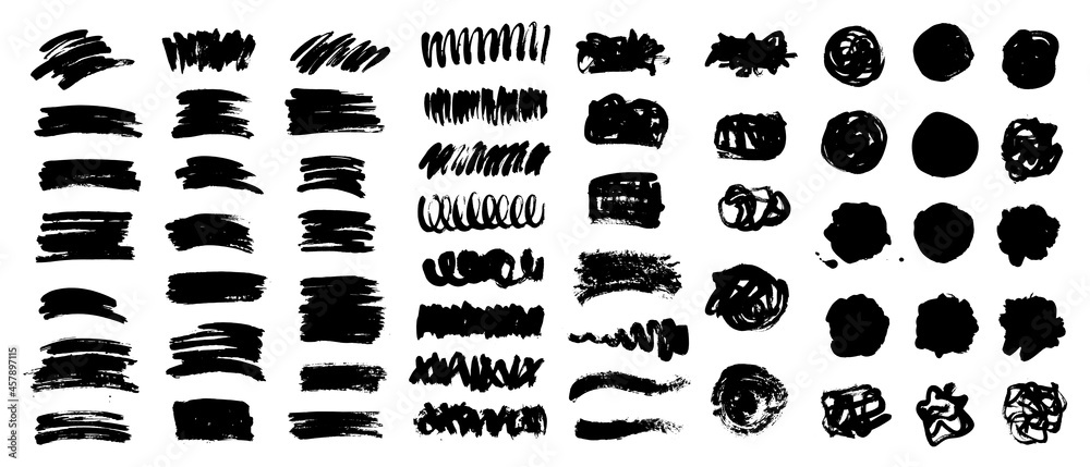 Vector black paint, ink brush strokes, brushes, lines or textures. Dirty artistic design elements Vector black paint, ink brush strokes, brushes, lines or textures. Dirty artistic design elements