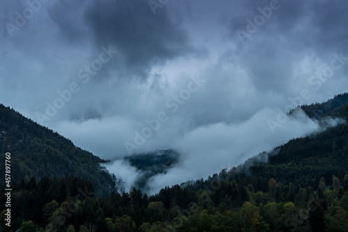 Epic Mountain Clouds Mist in Austria at Sunset Sunrise