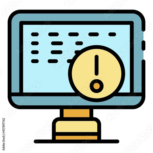 Hacking computer icon. Outline hacking computer vector icon color flat isolated
