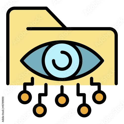 Folder eye network icon. Outline folder eye network vector icon color flat isolated