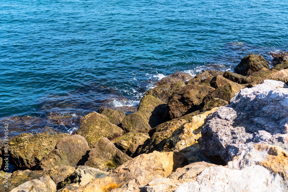 Stones on the seashore. Sea ebb