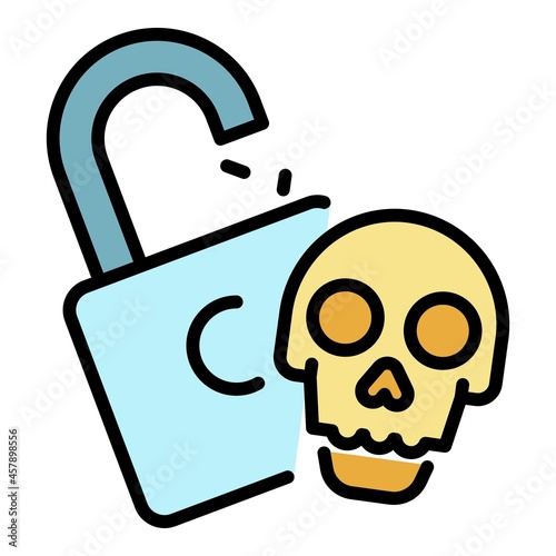 Hacking system icon. Outline hacking system vector icon color flat isolated