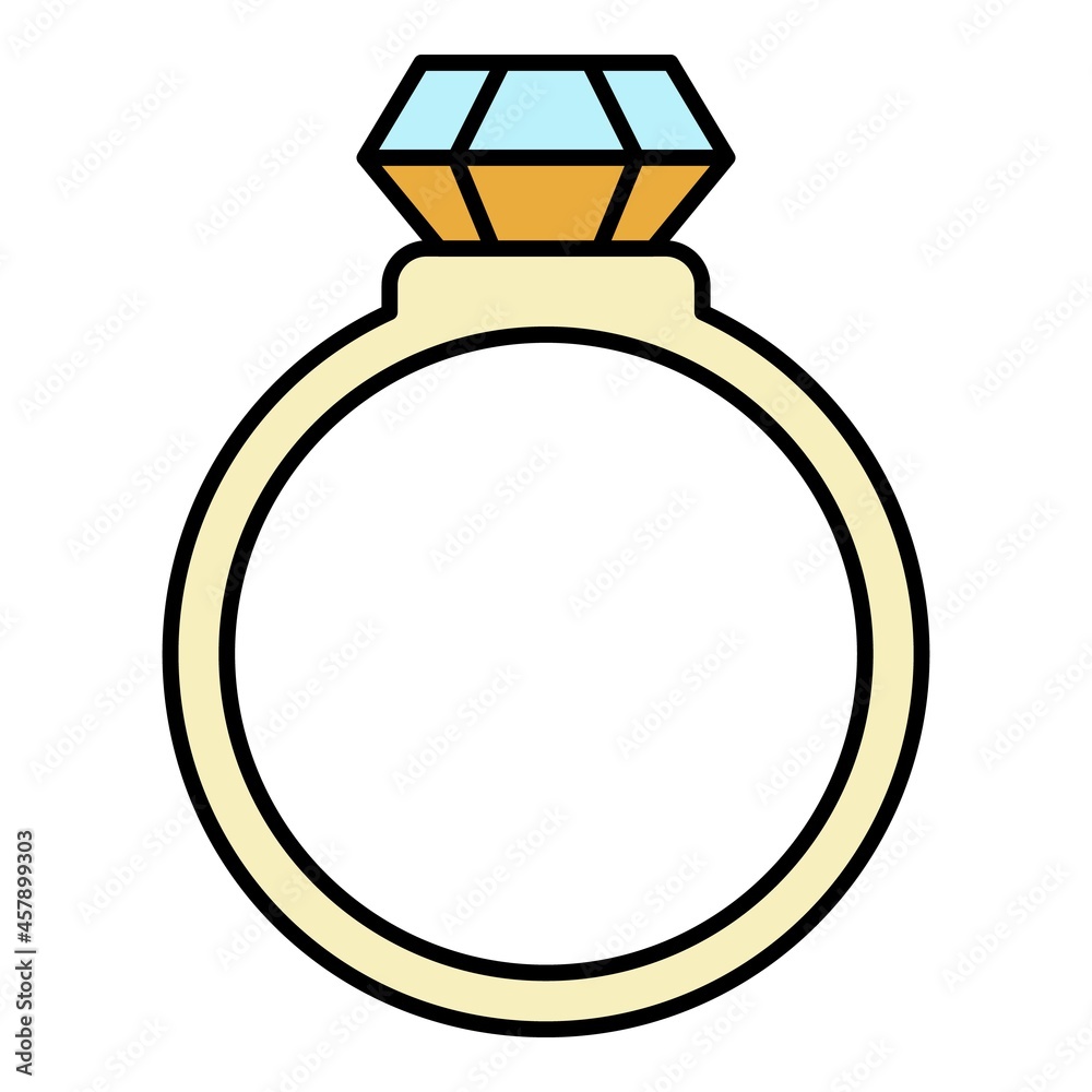 Silver ring with ruby icon. Outline silver ring with ruby vector icon color flat isolated Silver ring with ruby icon. Outline silver ring with ruby vector icon color flat isolated