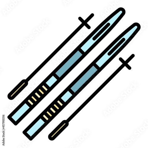 Biathlon equipment icon. Outline biathlon equipment vector icon color flat isolated