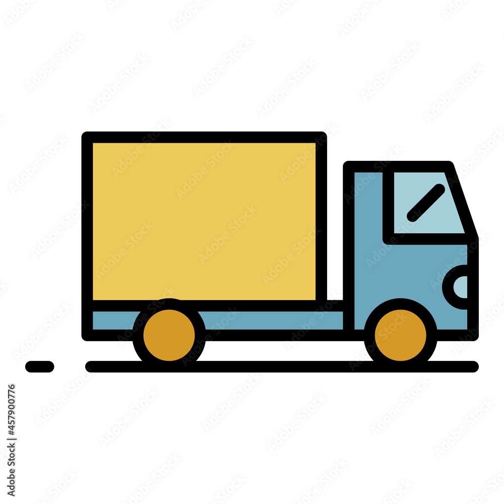 Export cargo truck icon. Outline export cargo truck vector icon color flat isolated Export cargo truck icon. Outline export cargo truck vector icon color flat isolated