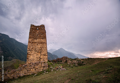 The village of Galiat is a medieval architectural complex of residential buildings and towers in the Caucasus Mountains