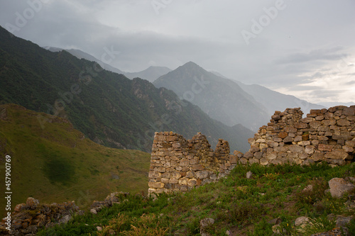 The village of Galiat is a medieval architectural complex of residential buildings and towers in the Caucasus Mountains
