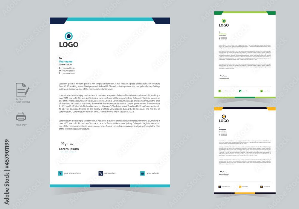 New Letterhead design template. Modern and Elegant business letterhead template design. Illustration vector