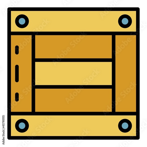 Wooden export box icon. Outline wooden export box vector icon color flat isolated