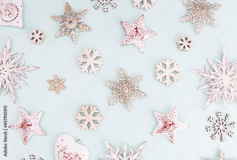 Christmas decor background. Flat lay, top view. Christmas decor background. Flat lay, top view.