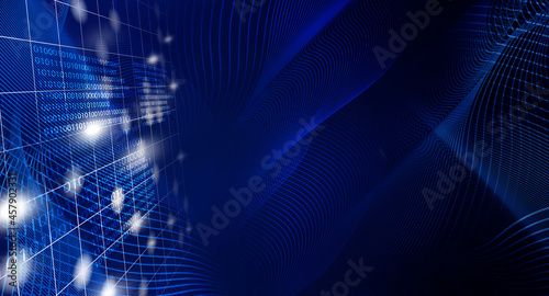 Abstract digital background with weave line art  Big data stream visualization. High speed technology  panorama background concept