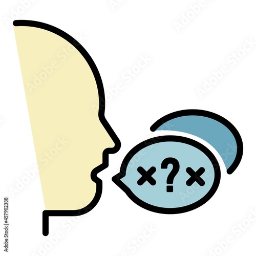 Cant speak icon. Outline cant speak vector icon color flat isolated