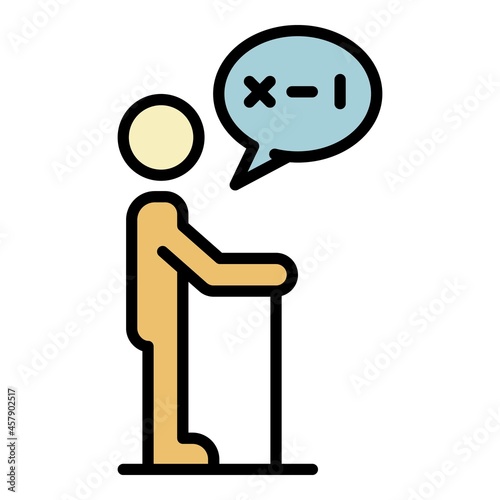 Dementia senior man icon. Outline dementia senior man vector icon color flat isolated