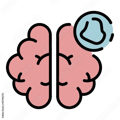Brain amnesia icon. Outline brain amnesia vector icon color flat isolated