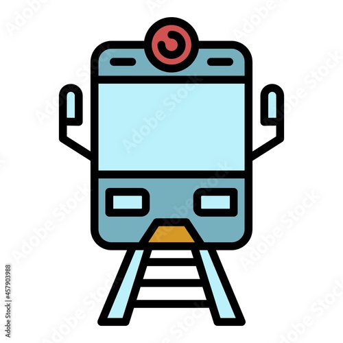 Arriving train front view icon. Outline arriving train front view vector icon color flat isolated