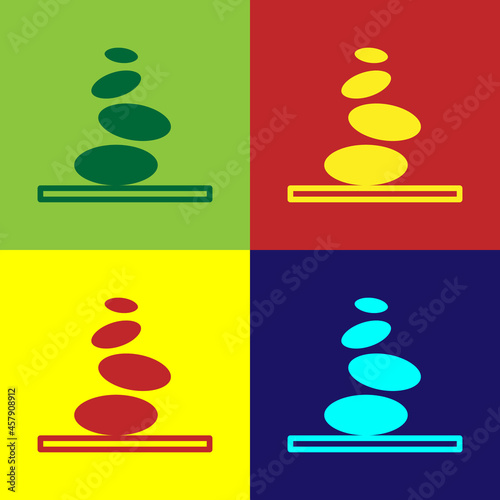 Pop art Stack hot stones icon isolated on color background. Spa salon accessory. Vector