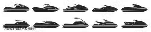 Jet ski vector black set icon. Vector illustration scooter on white background. Isolated black set icon jet ski.
