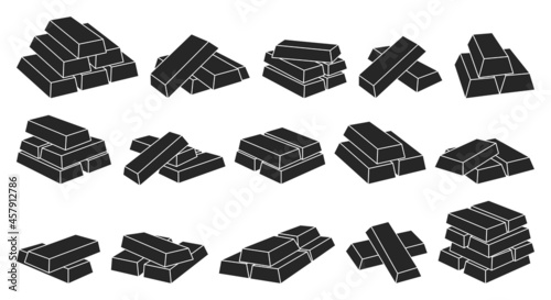Golden ingot vector black set icon. Vector illustration gold bullion on white background. Isolated black set icon golden ingot.