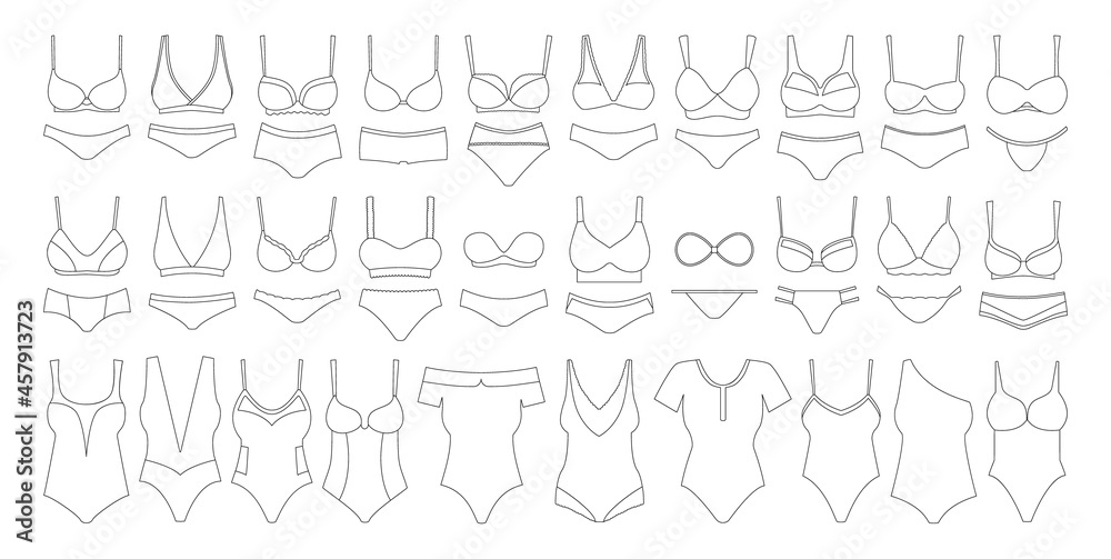 Underwear outline set icon.Vector illustration illustration lingerie on white background .Outline vector set icon underwear.